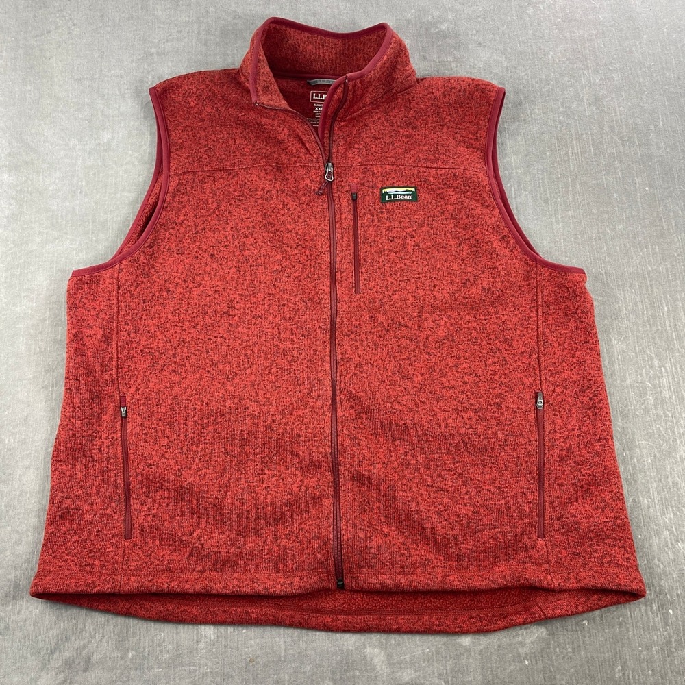 LL Bean Mens XXL Red Sweater Fleece Vest Full‎ Zip Slightly Fitted 505974